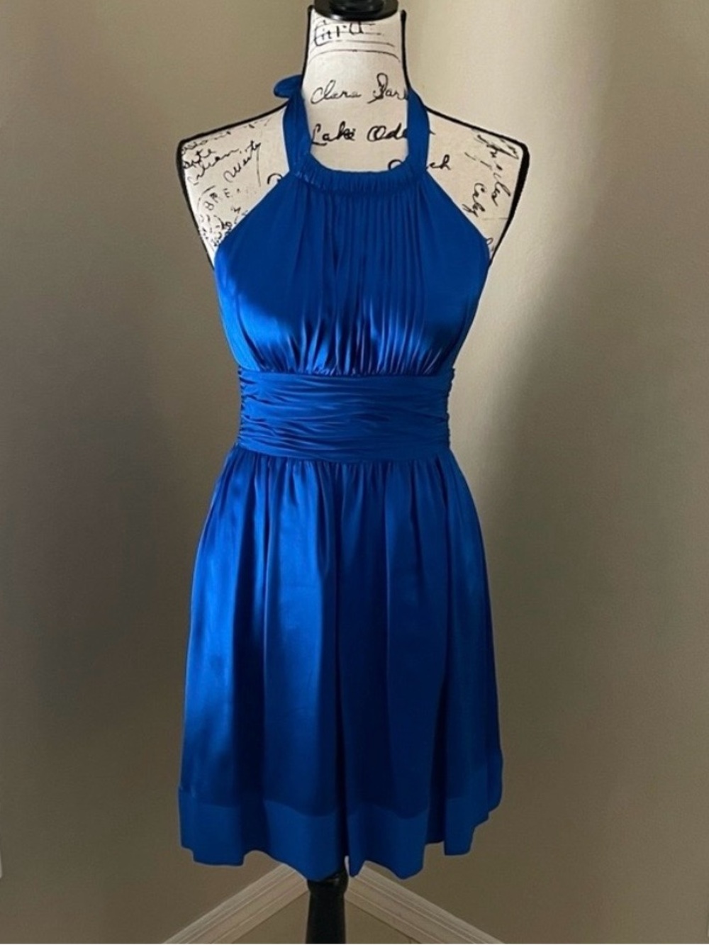 Cache Royal Blue Silk Halter Dress